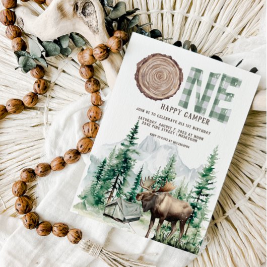 Invitation Un Camper heureux 1er Anniversaire Camping