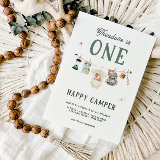 Invitation Un Camper heureux 1er Anniversaire Camping