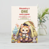 Invitation Un Camper heureux 1er Anniversaire Camping (Debout devant)