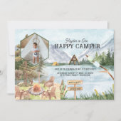 Invitation Un Camper Joyeux 1er Anniversaire Photo Camping (Devant)