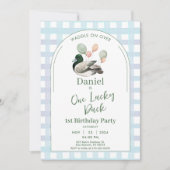 Invitation Un canard chanceux 1er appel d'anniversaire (Devant)