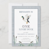 Invitation Un canard chanceux 1er appel d'anniversaire (Devant)