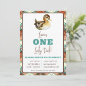 Invitation Un Canard chanceux, premier anniversaire pour enfa (Debout devant)