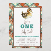 Invitation Un Canard chanceux, premier anniversaire pour enfa (Devant / Derrière)