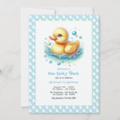 Invitation Un Canard chanceux Première fête d'anniversaire (Devant)