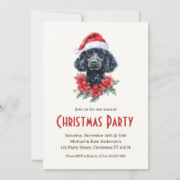 Un caniche dans un chapeau de Père Noël Chien noir