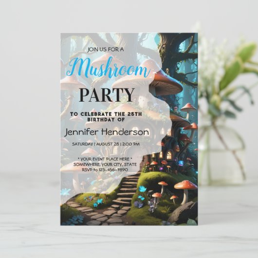 Invitation Un champignon féerique (Debout devant)