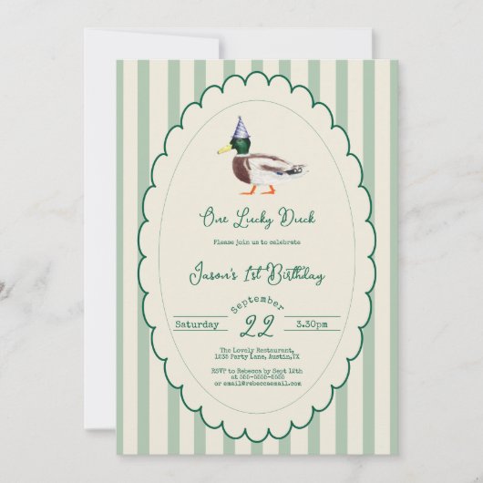 Invitation Un chanceux Canard Mallard Green Preppy Photo (Devant)