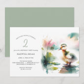 Invitation Un chanceux canard Neutre genre 2e anniversaire (Devant / Derrière)