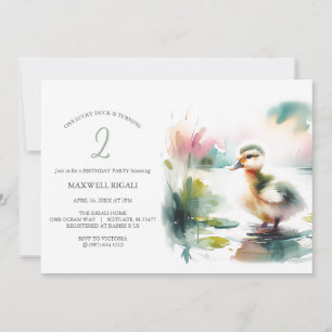 Invitation Un chanceux canard Neutre genre 2e anniversaire
