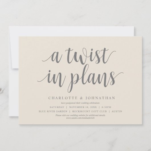 Invitation Un changement dans les plans, Mariage Modifier la  (Devant)