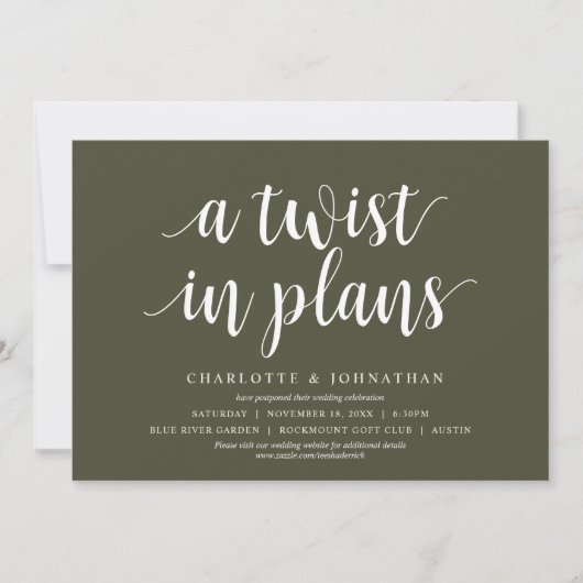 Invitation Un changement dans les plans, Mariage Modifier la  (Devant)