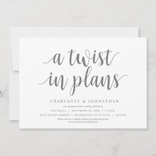 Invitation Un changement de plans, Mariage Changer la date (Devant)