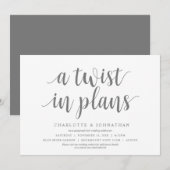 Invitation Un changement de plans, Mariage Changer la date (Devant / Derrière)