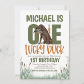 Invitation Un Chasse au Canard chanceux premier anniversaire (Devant)