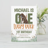 Invitation Un Chasse au Canard chanceux premier anniversaire (Debout devant)