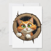 Invitation Un chat de dessin animé avec des yeux verts brilla (Devant)