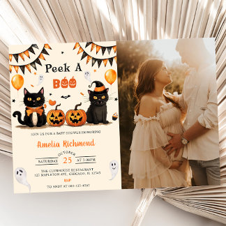 Invitation Un Chat Noir Boo Halloween Baby shower Party