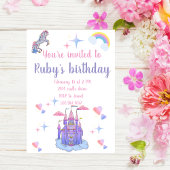 Invitation Un château de conte de fées rose et violet et une