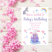 Invitation Un château de conte de fées rose et violet et une
