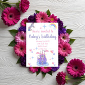 Invitation Un château de conte de fées rose et violet et une