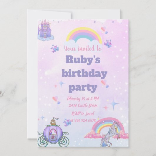 Invitation Un château Whimsical, conte de fées et un invitati (Devant)