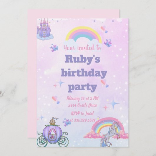 Invitation Un château Whimsical, conte de fées et un invitati (Devant / Derrière)