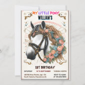 Invitation un cheval mignon mon petit poney premier 1er anniv (Devant)