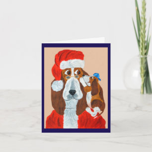 Invitation Un chiot Basset Hound disant à Santa ses vœux de N