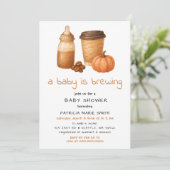 Invitation Un Citrouille de café automne baby shower de brass (Debout devant)