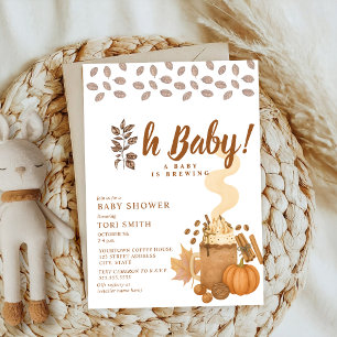 Invitation Un Citrouille de café automne baby shower de brass