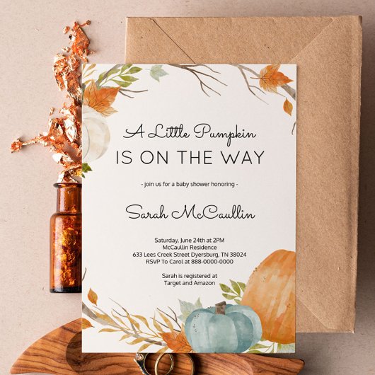 Invitation Un Citrouille est en route Baby shower Fall