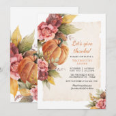Invitation Un Citrouille Rustique Remercie Thanksgiving Dîner (Devant / Derrière)