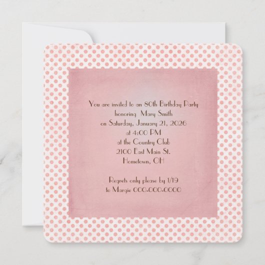 Invitation un cliché à l'ancienne sur la fête d'anniversaire  (Dos)