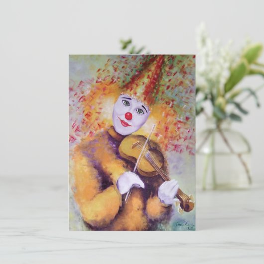 Invitation Un clown doux jouant du violon (Debout devant)