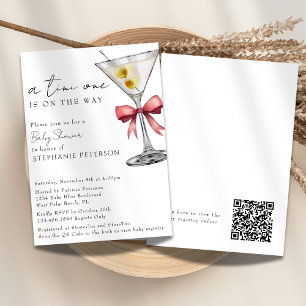 Invitation Un code QR simple Tini One Rose Martini Baby Showe