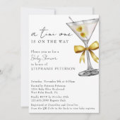 Invitation Un code QR Tini One Chic Jaune Baby Shower Martini (Devant)