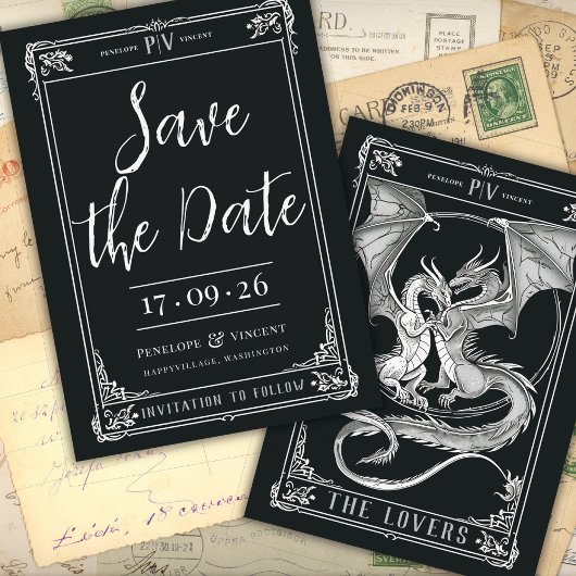 Invitation Un conte d'amour du dragon Sauvez la date