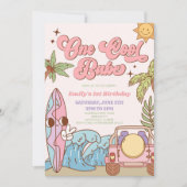 Invitation Un Cool Babe Beach Surf Rétro 1ère fête d'annivers (Devant)