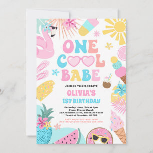 Invitation Un Cool Babe Tropical Été 1er Anniversaire Fête