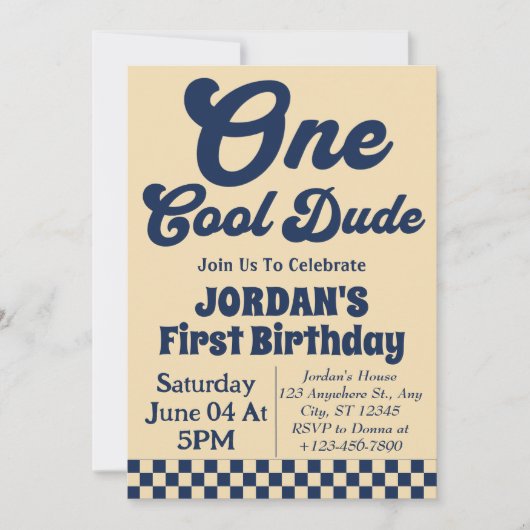 Invitation Un Cool Dude 1er anniversaire (Devant)