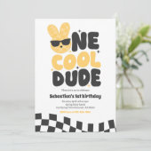 Invitation Un Cool Dude Boy Spring Bunny 1er fête d'anniversa (Debout devant)