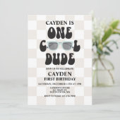 Invitation Un Cool Dude Lunettes de soleil 1er anniversaire (Debout devant)