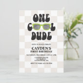 Invitation Un Cool Dude Lunettes de soleil 1er anniversaire (Debout devant)