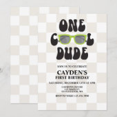 Invitation Un Cool Dude Lunettes de soleil 1er anniversaire (Devant / Derrière)