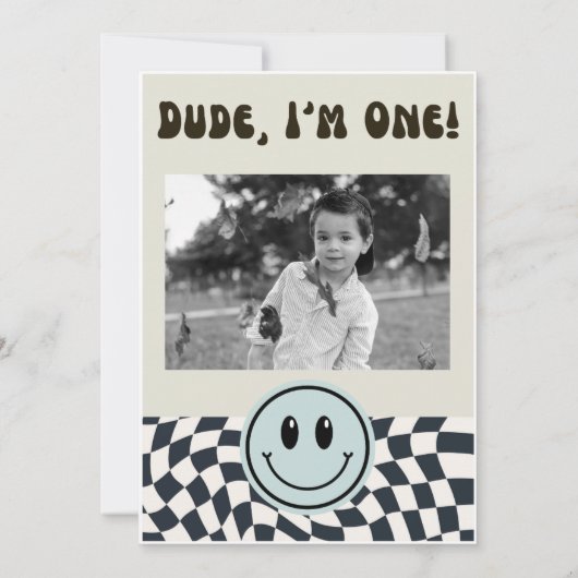 Invitation Un Cool Dude Retro Boys premier anniversaire (Dos)