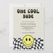 Invitation Un Cool Dude Retro Boys premier anniversaire (Devant)