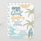 Invitation Un Cool Dude Retro Surf 1er anniversaire (Devant / Derrière)