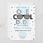 Invitation Un Cool Dude Sunglass Boy Premier anniversaire (Devant)