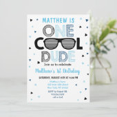 Invitation Un Cool Dude Sunglass Boy Premier anniversaire (Debout devant)